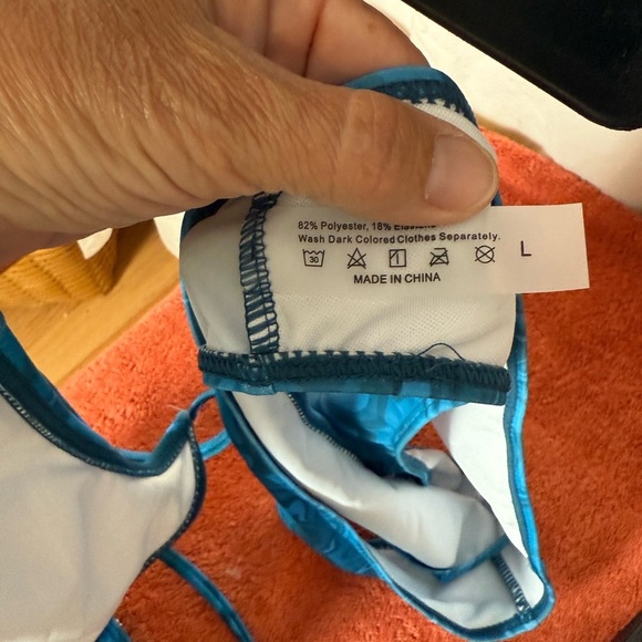 Ocean Blue Wave Women's Sz L 3 Pc Bikini Set Top, Bikini Bottom & Cover Shorts - Picture 6 of 7
